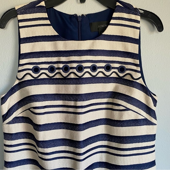 J. Crew Striped Woven Blue Sleeveless Dress - Picture 5 of 11